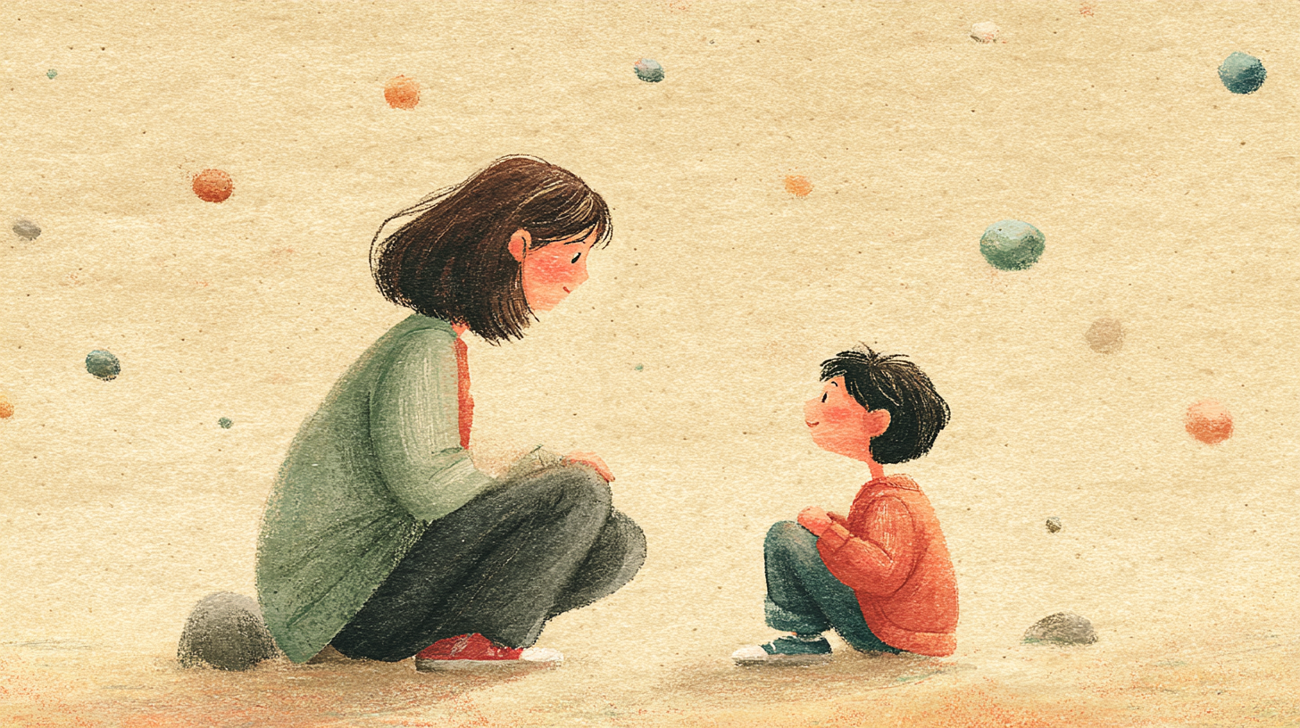 Parent listening closely to toddler