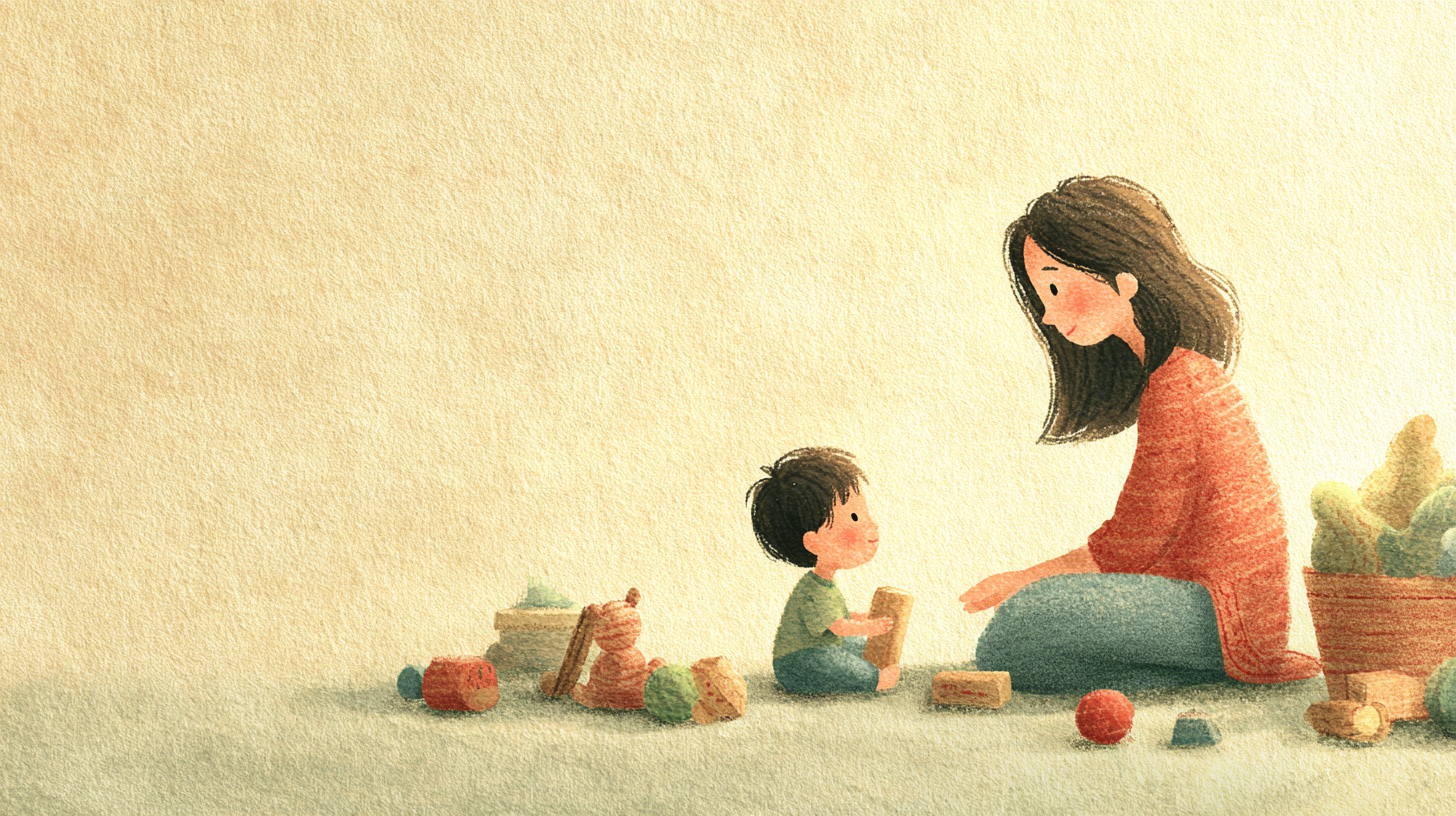 Speech therapist playing with a young child during therapy session